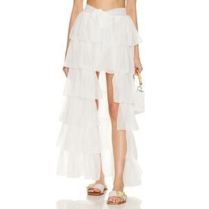 Caroline Constas 'Cassiopeia' White Chiffon Satin Skirt Size S